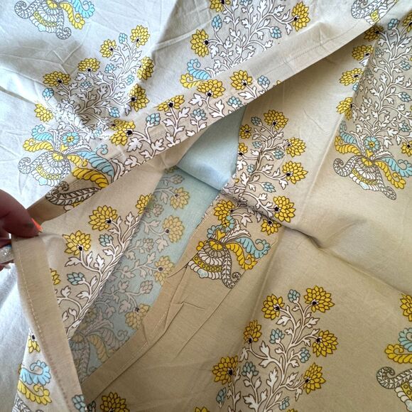 Echo Design Paros 300 Thread Count Cotton 3-piece Duvet Cover Set Teal Yellow - Picture 6 of 9